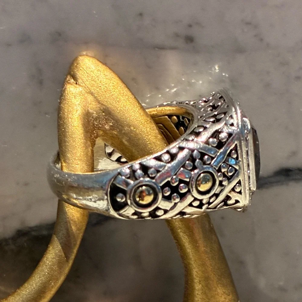 John Hardy Batu Sari Pink Topaz and Diamond Ring, Size 7 - Picture 6 of 8